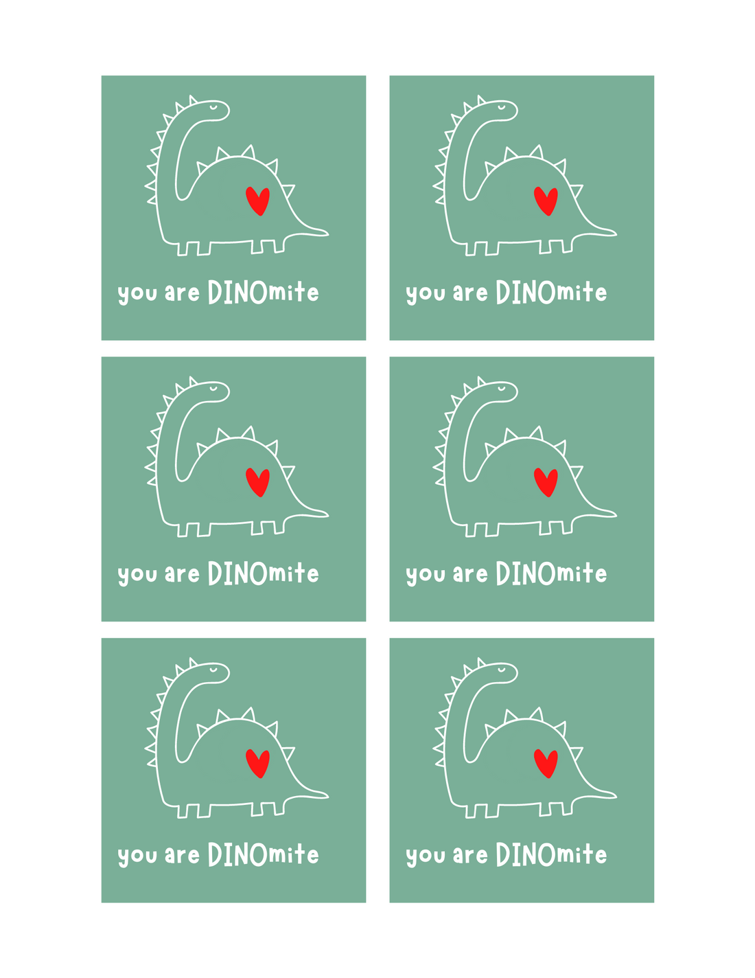 You are DINOmite Printable Valentines The Letter Vee