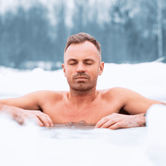 Man in Ice Lake doing Cryotherapy