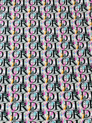 CD Monogram Inspired print on Spandex Fabric in blue color, Stretch Je –  logofabrics