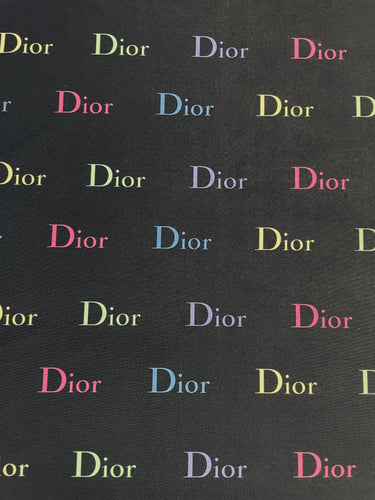 Louis Vuitton Colorful Logo Print on Black Spandex – designerfabricscenter