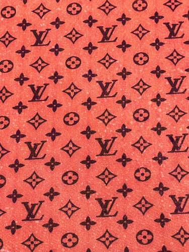 Louis Vuitton Red Spandex with Gold Logo Design – designerfabricscenter