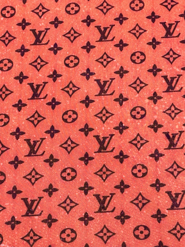 Louis Vuitton Pink Spandex with Gold Logo Design – designerfabricscenter