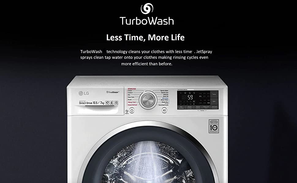 LG 9.0 Kg AI Direct Drive Washer with Steam & Turbo Wash, (FHV1409ZWP.APSQEIL)