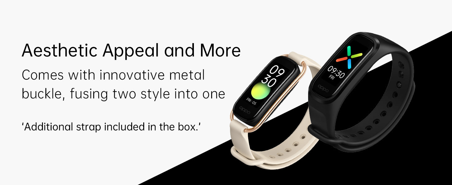 OPPO Smart Band Style (Vanilla) - 1.1" AMOLED Color Display, Continuous SPO2 Monitoring (Blood Oxygen), 5ATM Water Resistant and 12 Workout Modes (Android Compatible Only)