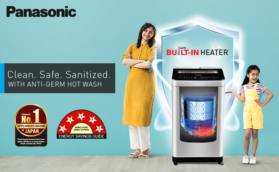 Panasonic 8 Kg 5 Star Built-In Heater Fully-Automatic Top Loading Washing Machine (NA-F80C1CRB)