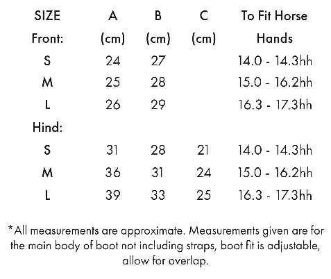 Boot size chart