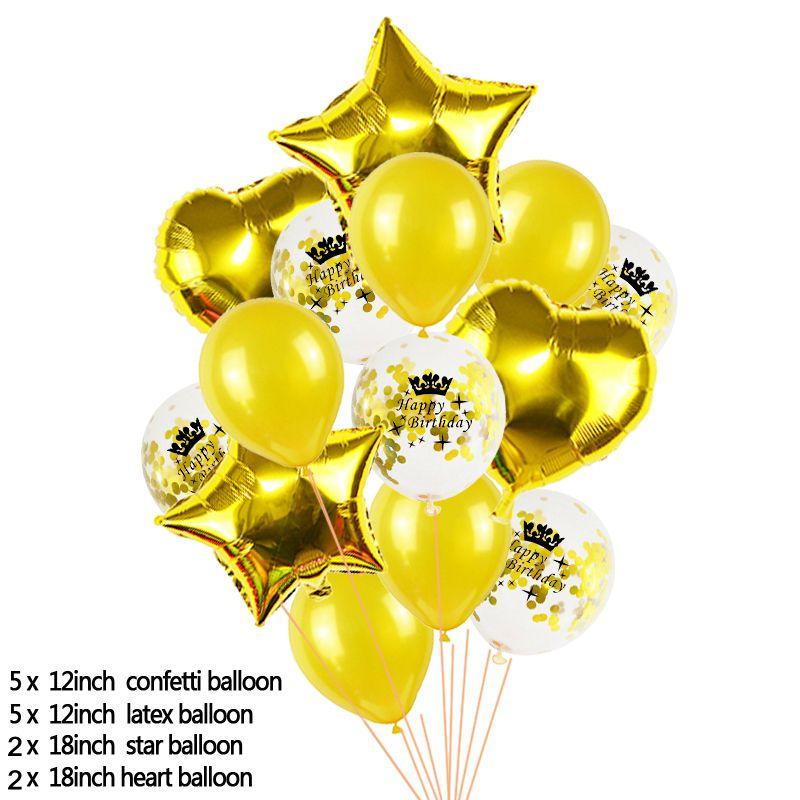 14 Pieces Joyeux Anniversaire Ballons Or Rose Confettis Ballons 18 21 Isberguesesd Fr