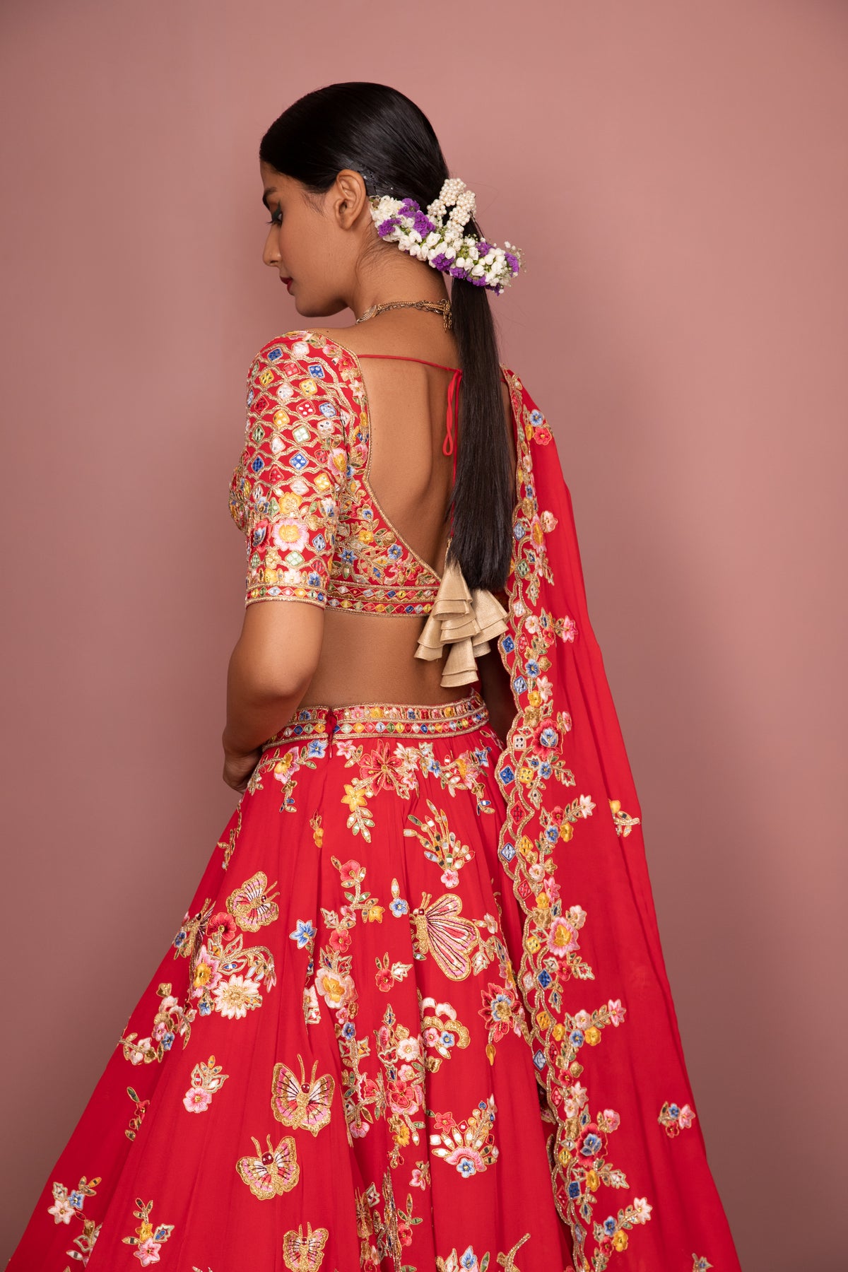 Buy Tara Sutaria Blood Red Florid Lehenga Set - Noor 2022