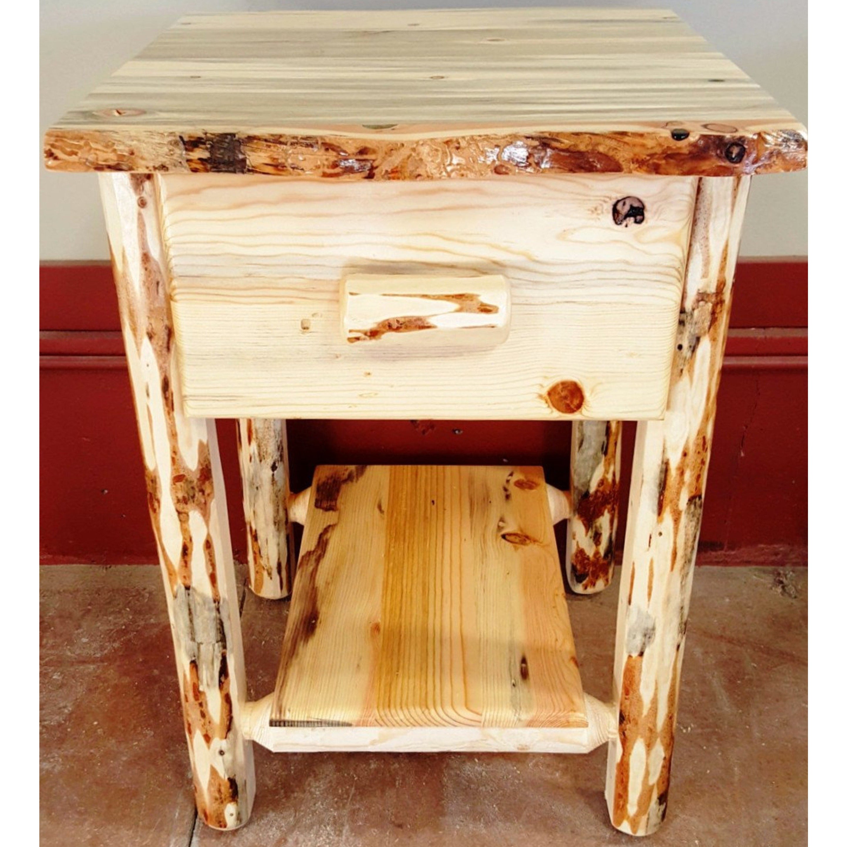 Montana Pioneer Rustic 1-Drawer Log Nightstand – Great ...