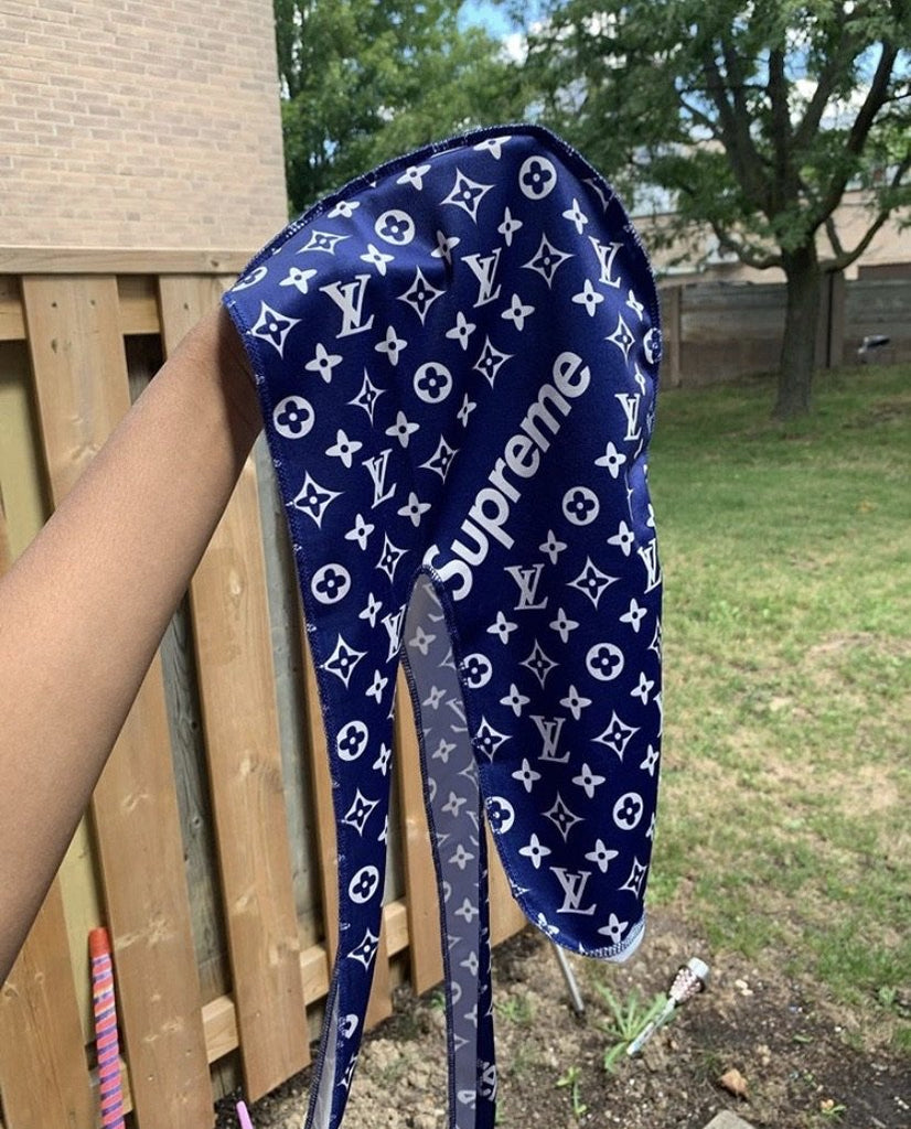 Pink Vault - Blue Supreme LV Durag 💙💧💧🔥🔥 GOING FAST!! GET YOURS  TODAY!! 🔥🔥 Designer Durags are Silk and Satin that helps keep your hair  protected! High Quality Designer Headwea