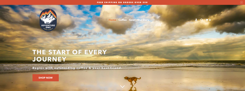 Adventure Dog Coffee home page