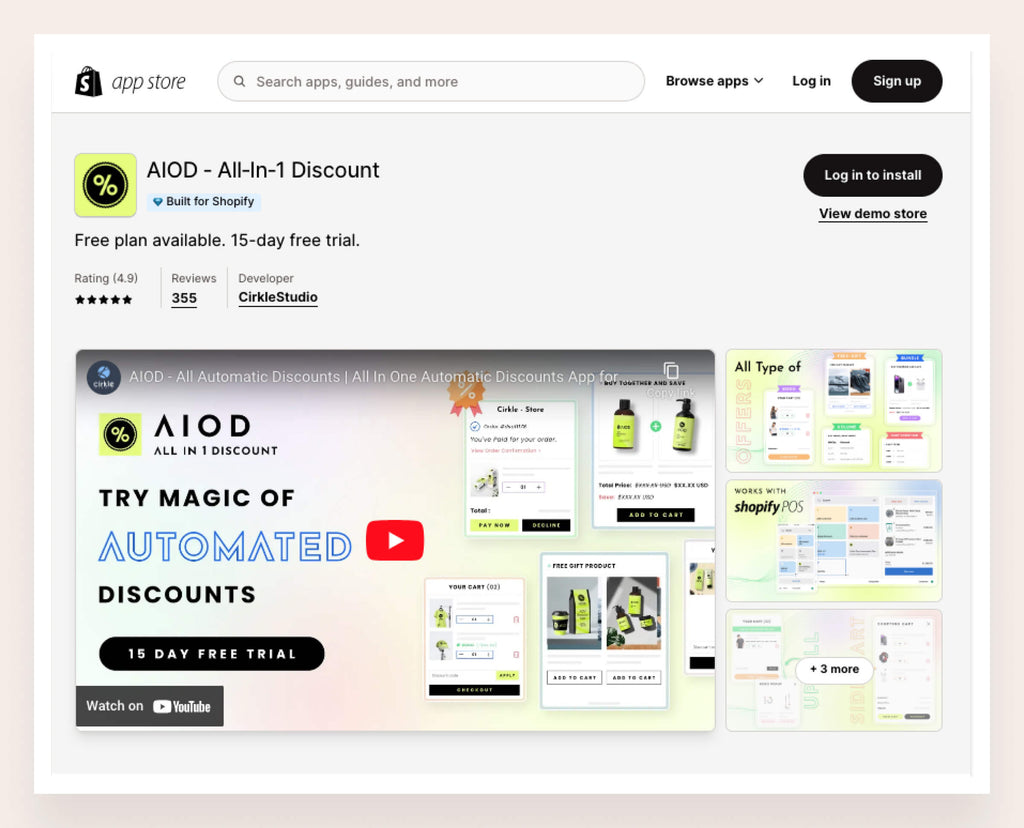 AIOD all automatic discount shopify app