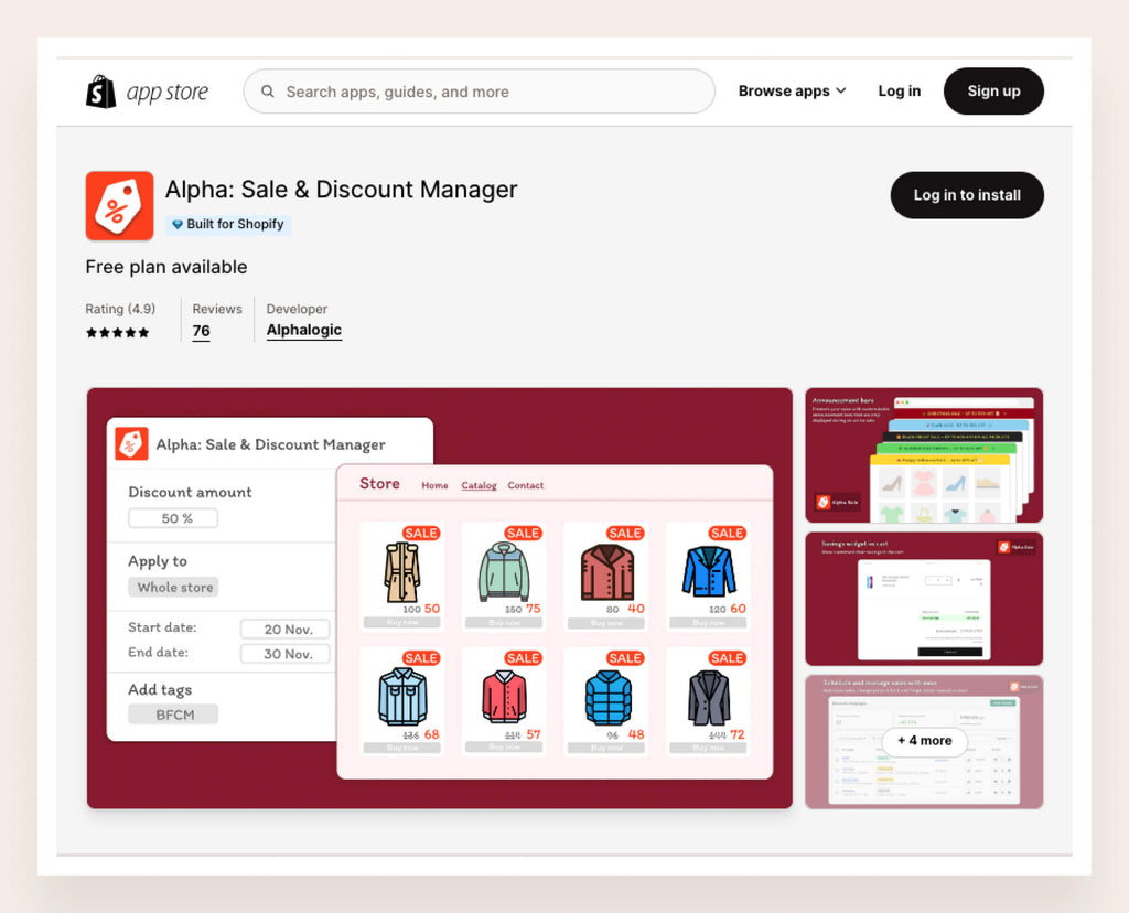 Alpha sale discount manager Shopify app