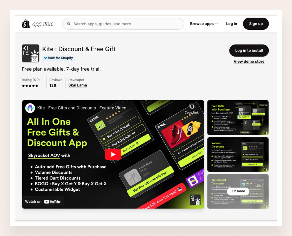 Kite discount Shopify app