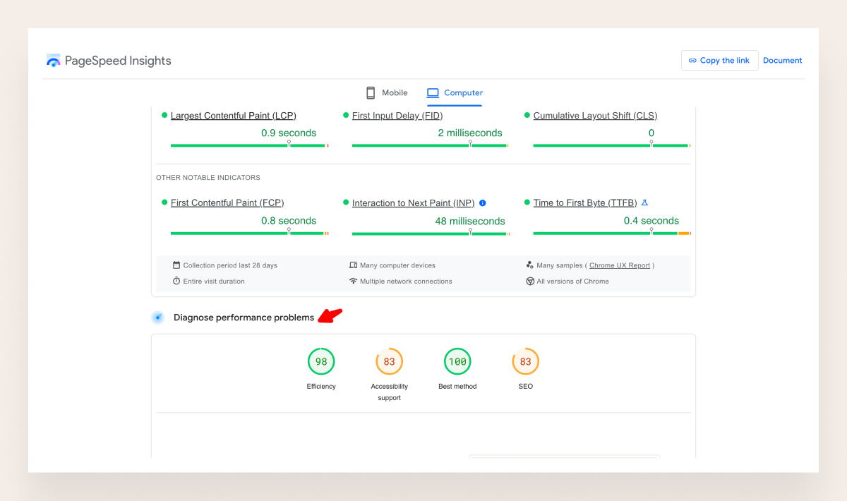 How to detect code to cheat Lab Data for page speed