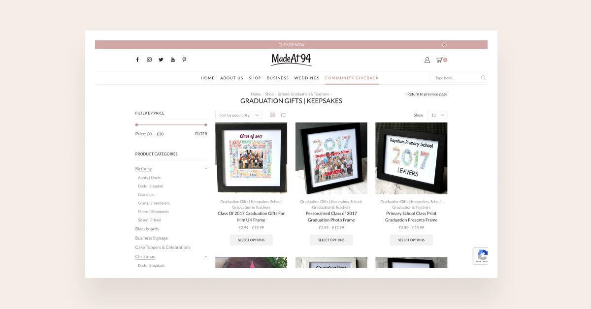 create graduation gift product pages on your website