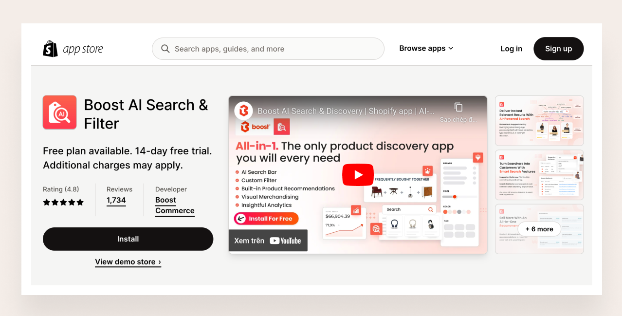 Boost AI Search & Filter app on Shopify