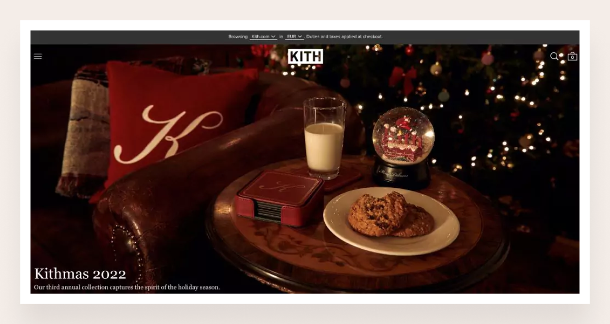 holiday sales effect from Kith, a shopify store example