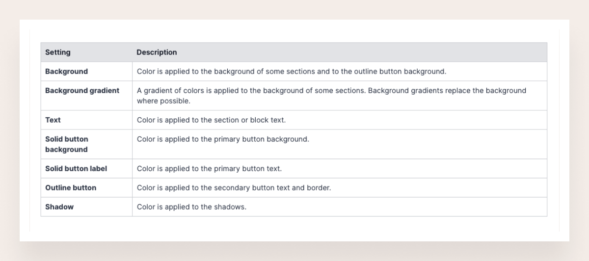 shopify color schemes