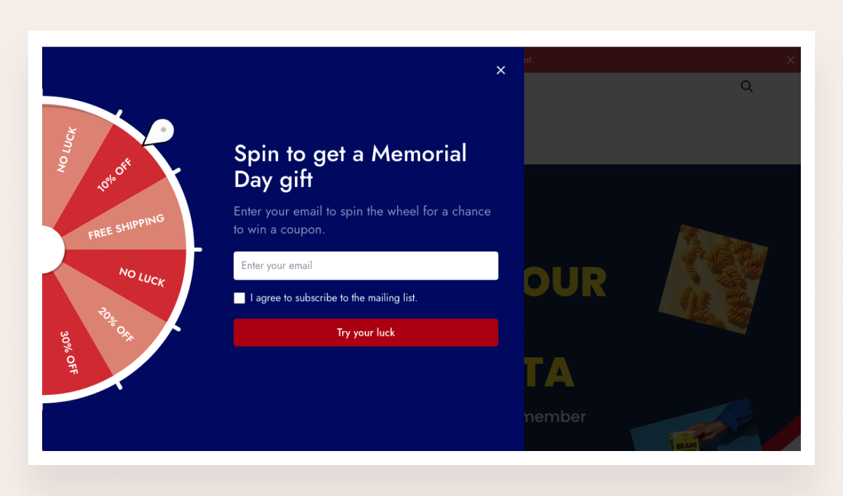 memorial day landing page