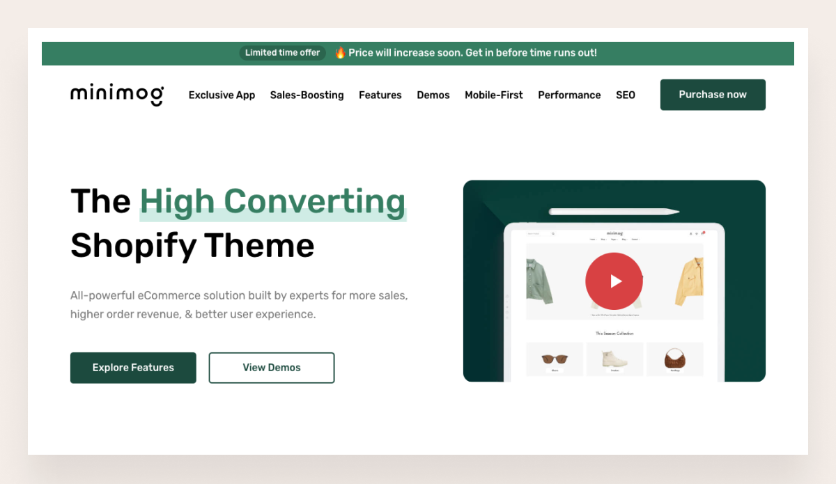 minimog is the high converting shopify theme