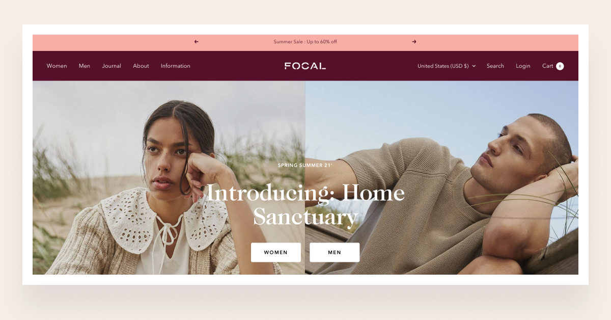 Shopify focal theme- Ivory style