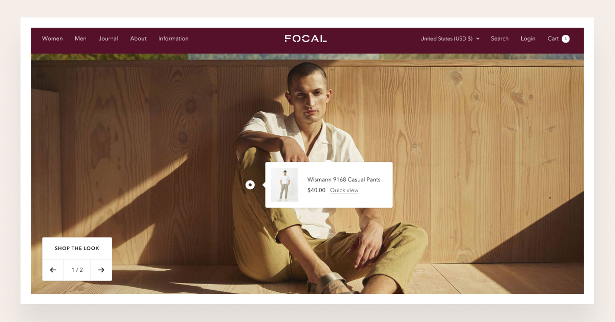 Lookbooks feature of focal shopify theme
