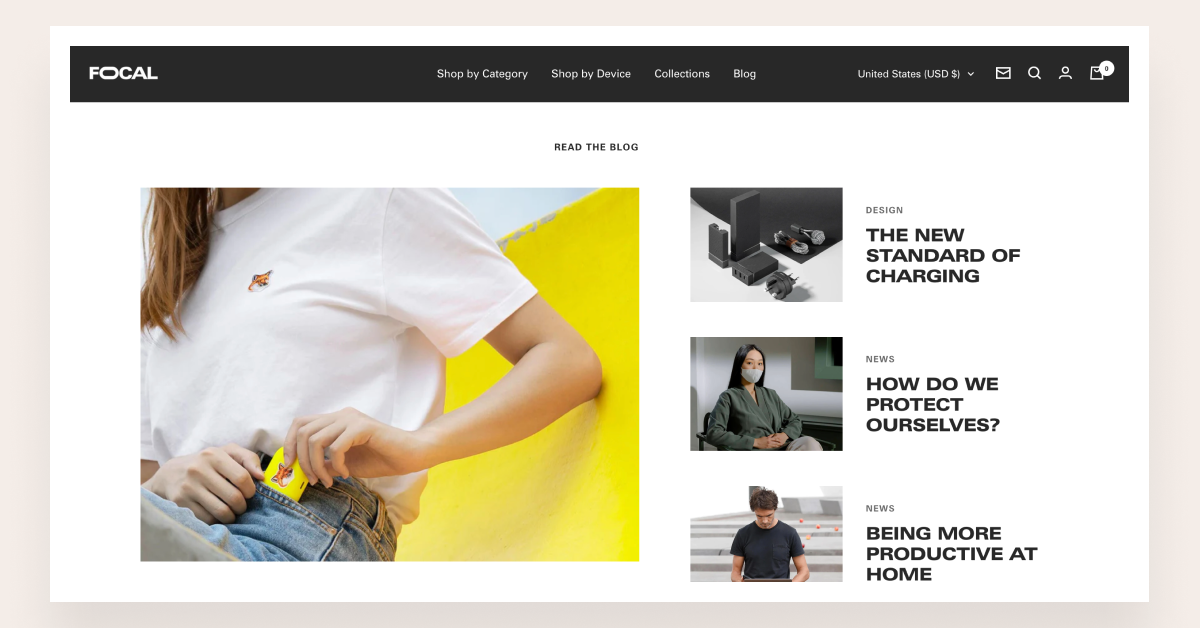 create professional blogs with shopify focal theme