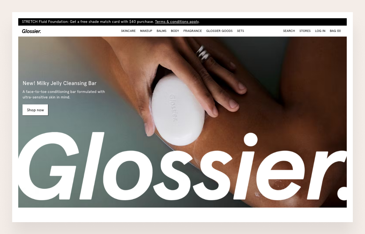 shopify store examples, glossier