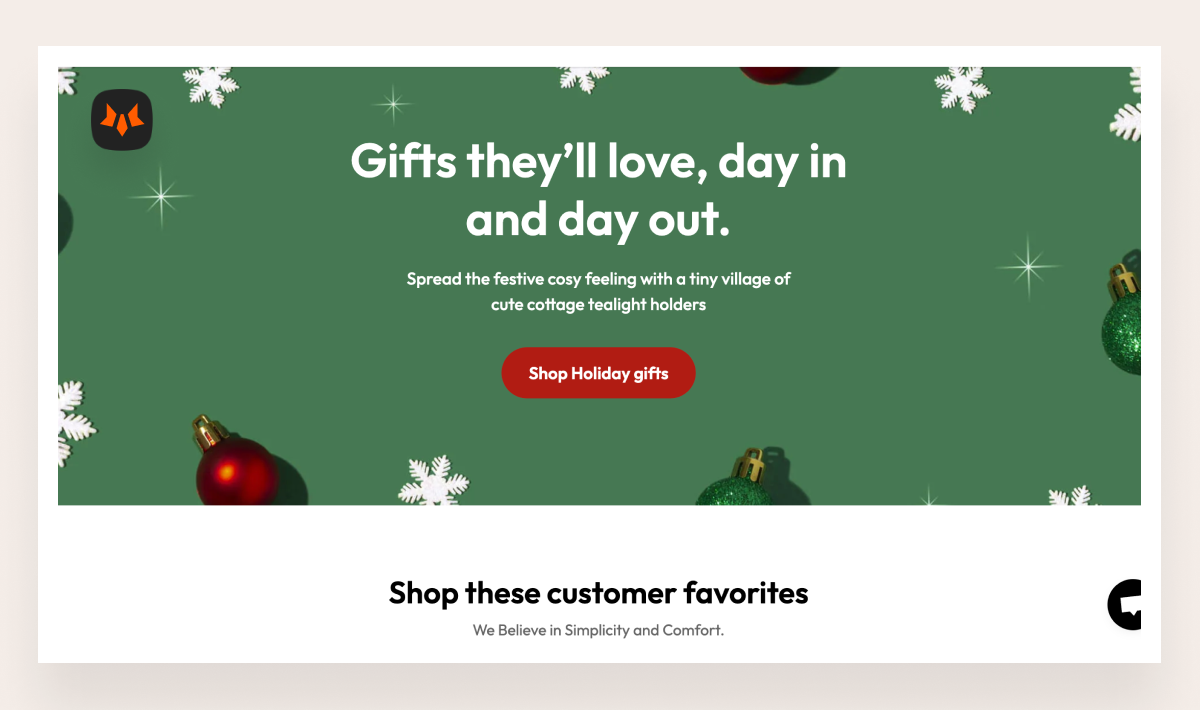 Christmas website design ideas for CTA button
