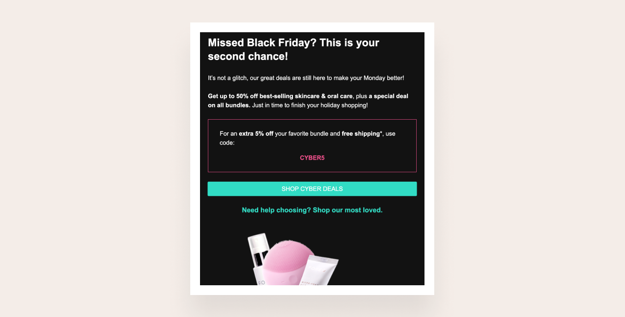 Post-holiday email subject lines for Black Friday