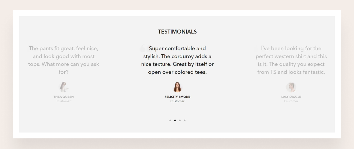 testimonials section