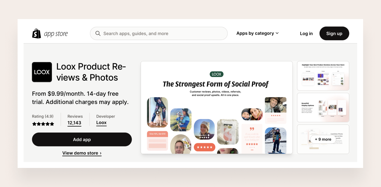Shopify app for product reviews and photos