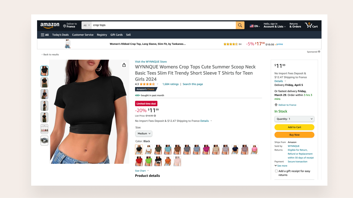 crop tops as top dropshipping products