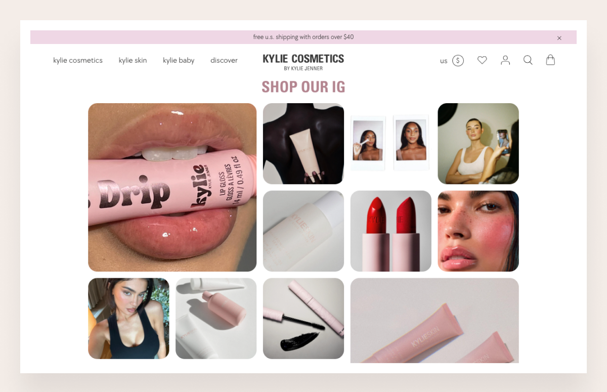 kylie cosmetics shopify store example trust building elements