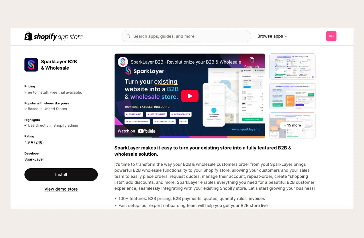 sparklayer b2b shopify app