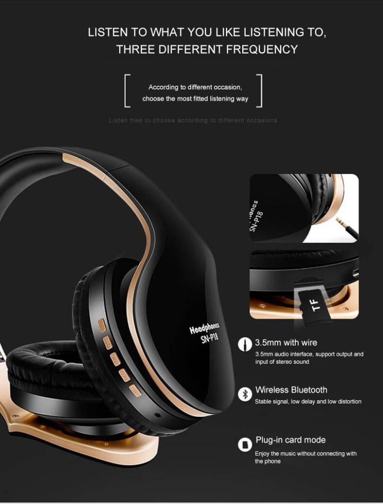 OG-P18 Foldable Wireless 3D Bass HeadPhones