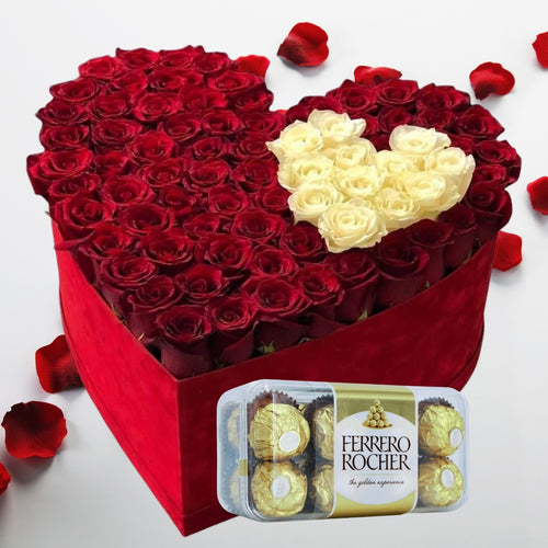 Flowers Sweetheart - Luxury Combo of Flowers & Ferrero Rocher - mabrook.me