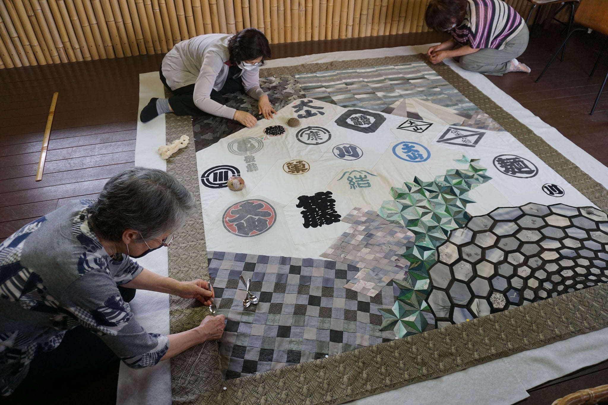 Working on the Oyama Pilgrimage Quilt