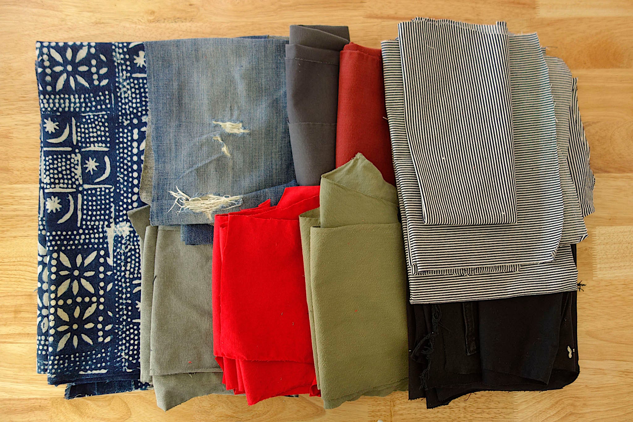 Upcycling jeans and pants for Ben Son Quilt by Patricia Belyea