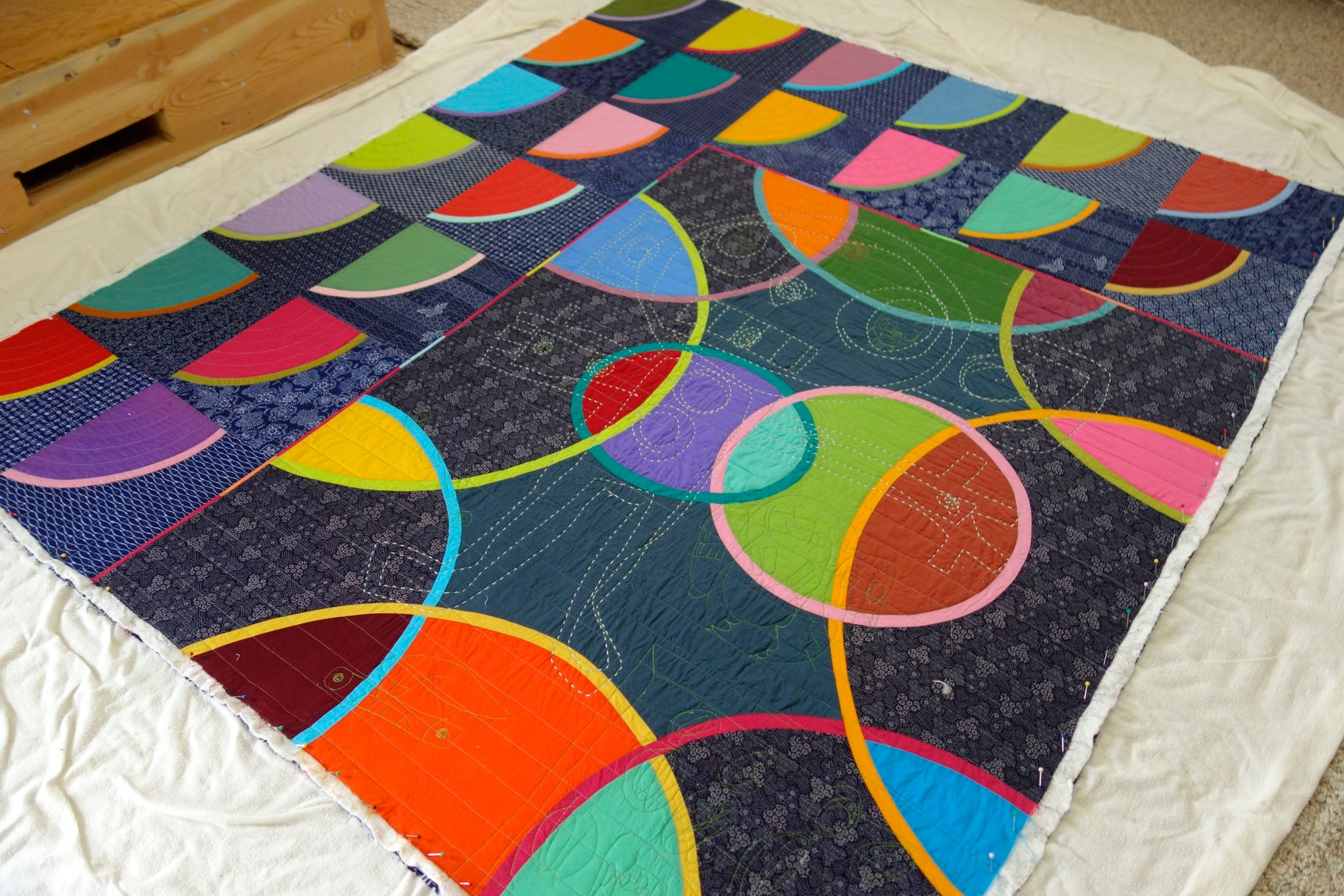 Watermelon From Mars, a quilt by Patricia Belyea, in process