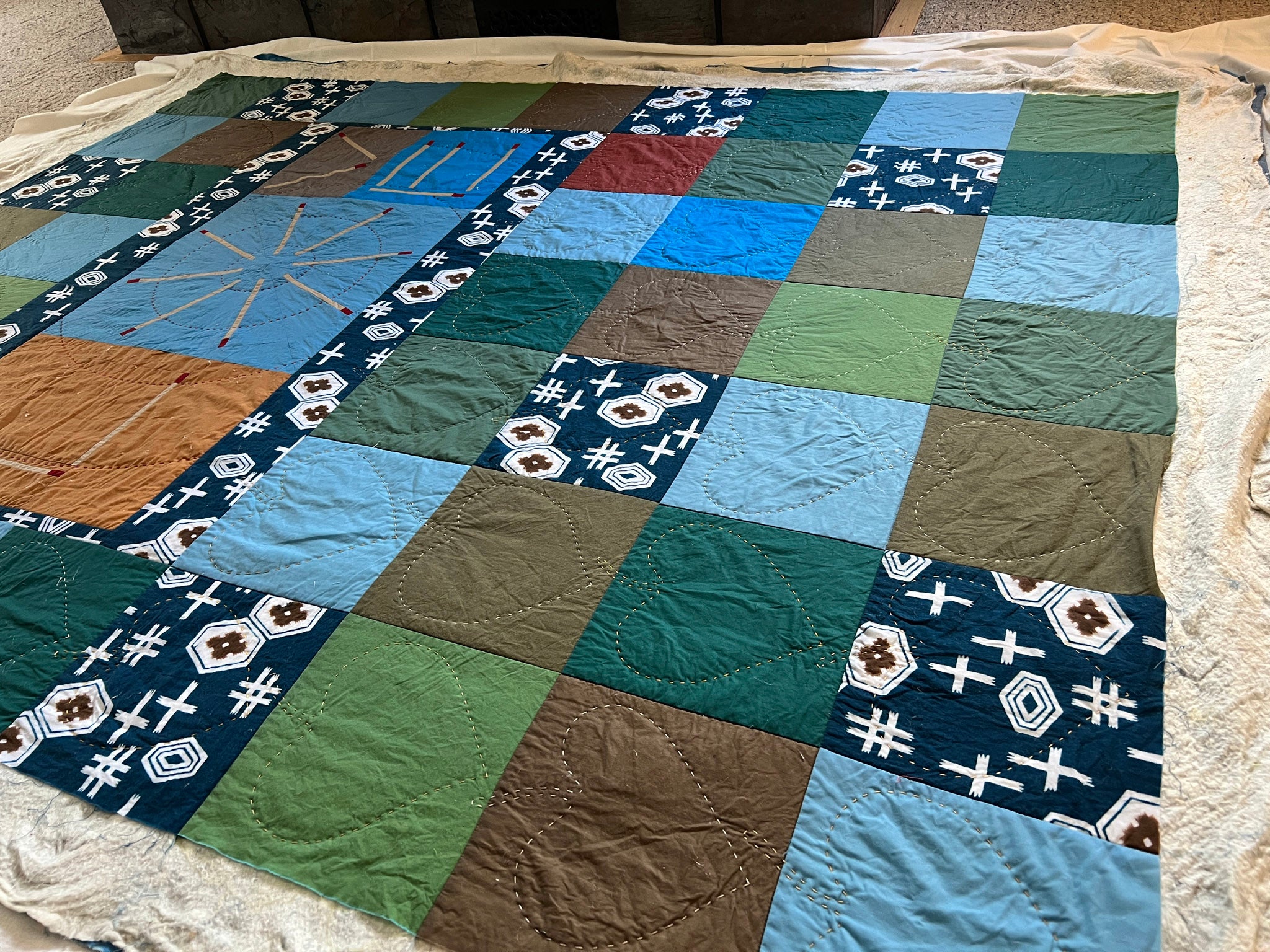 Quilt blocking process by Patricia Belyea of Okan Arts