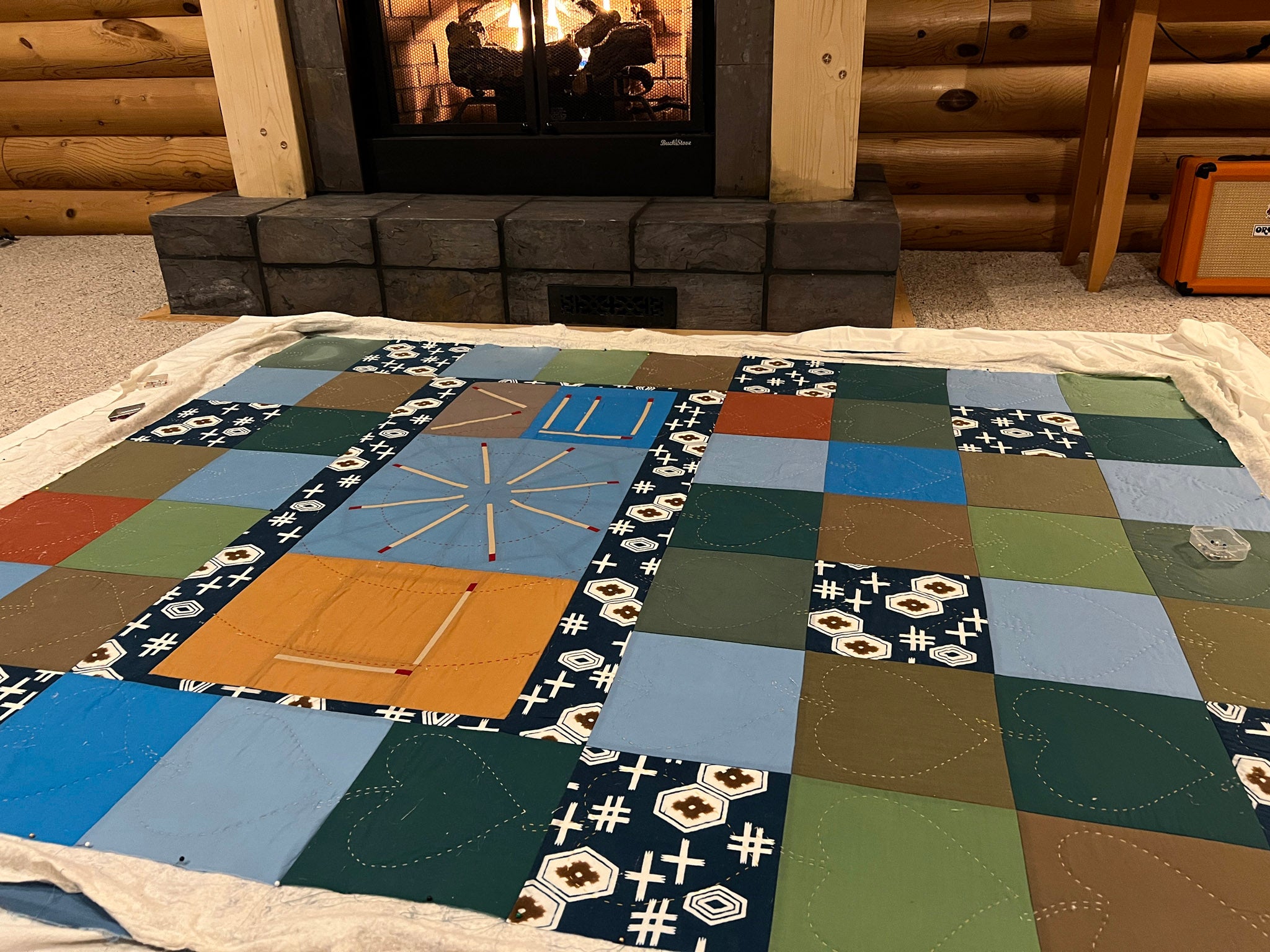 Quilt blocking process by Patricia Belyea of Okan Arts