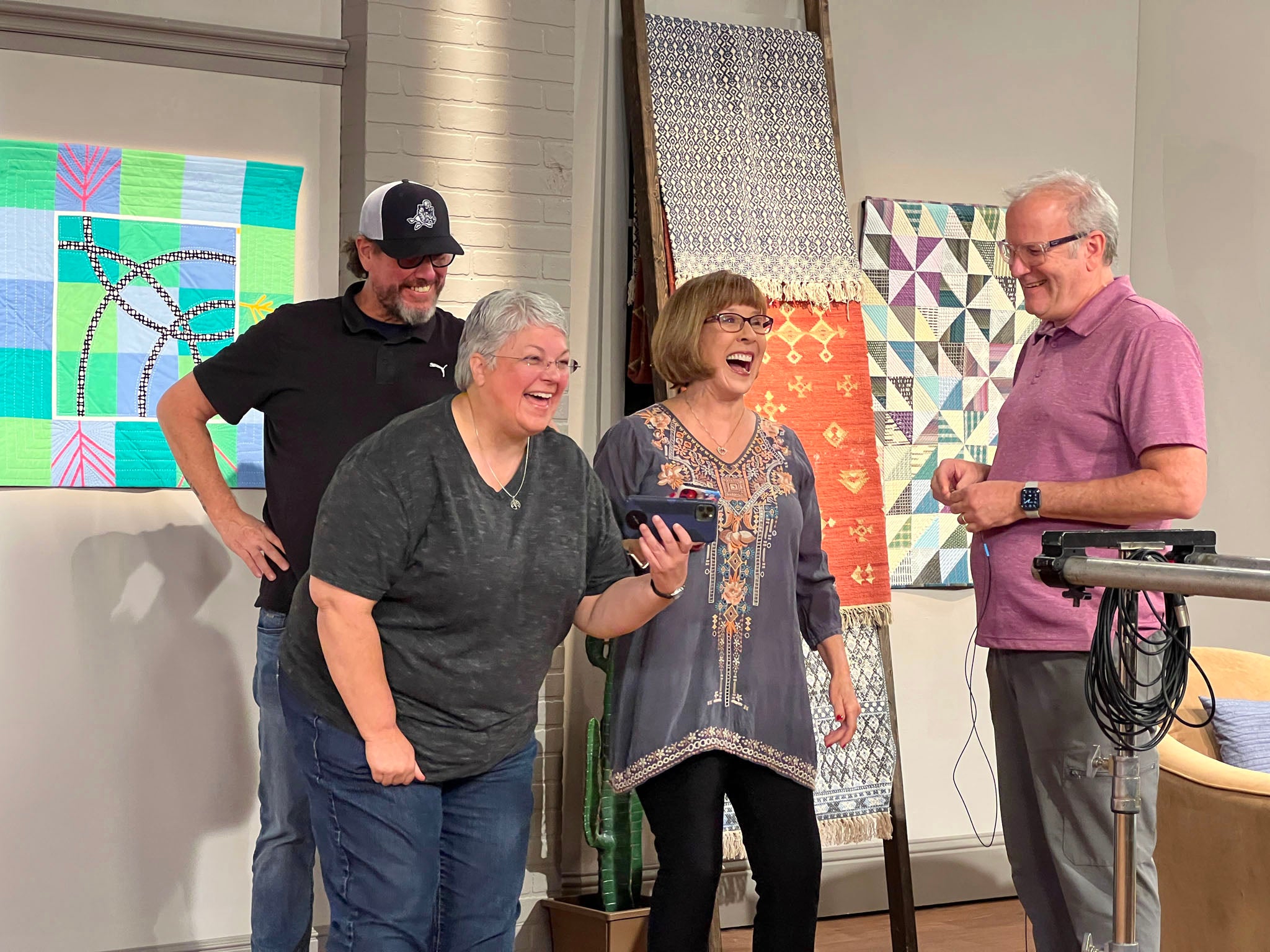 Hamming it up on the set of The Quilt Show, August 2022