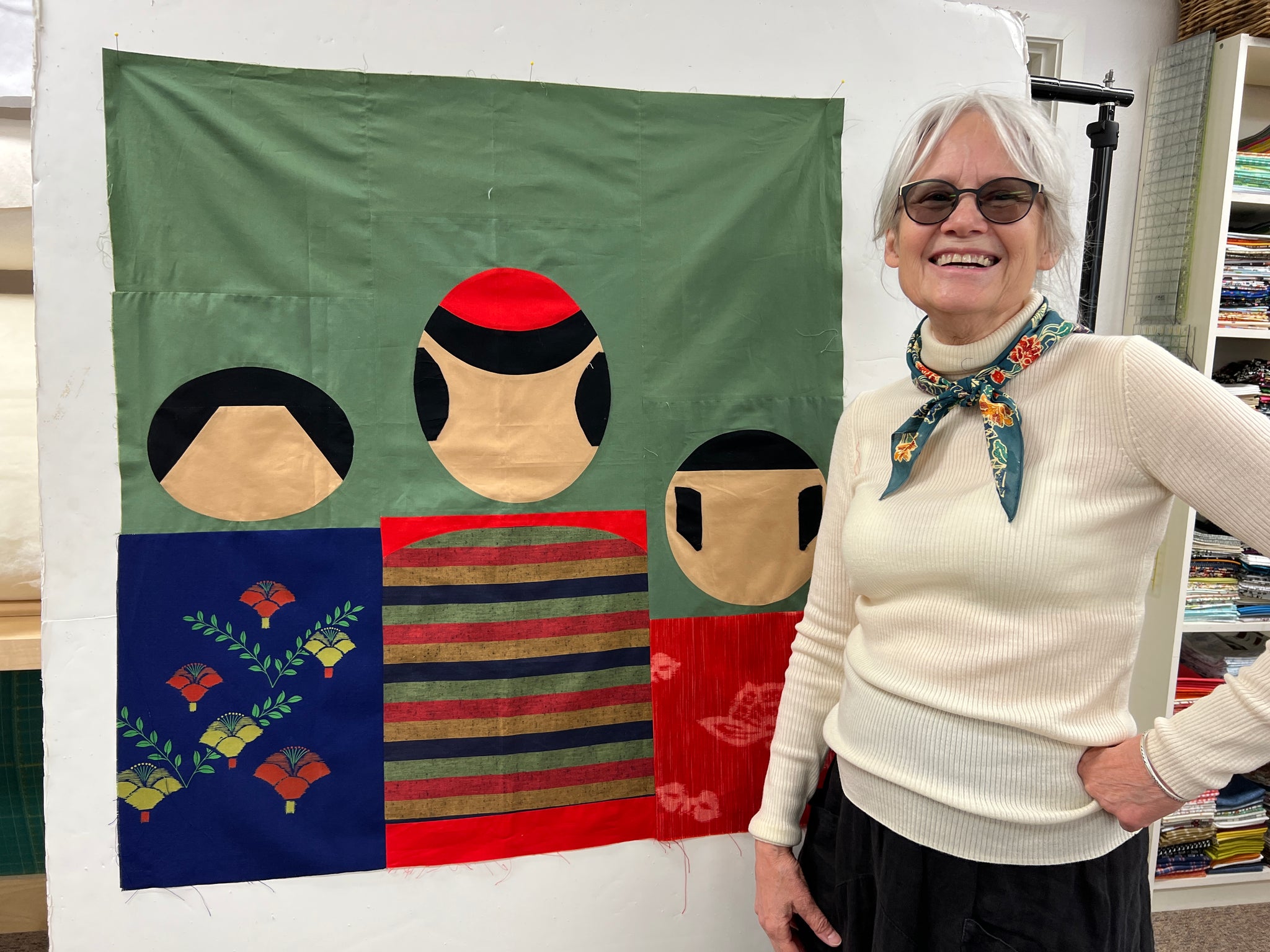 Sally Crowe and her Kokeshi Quilt