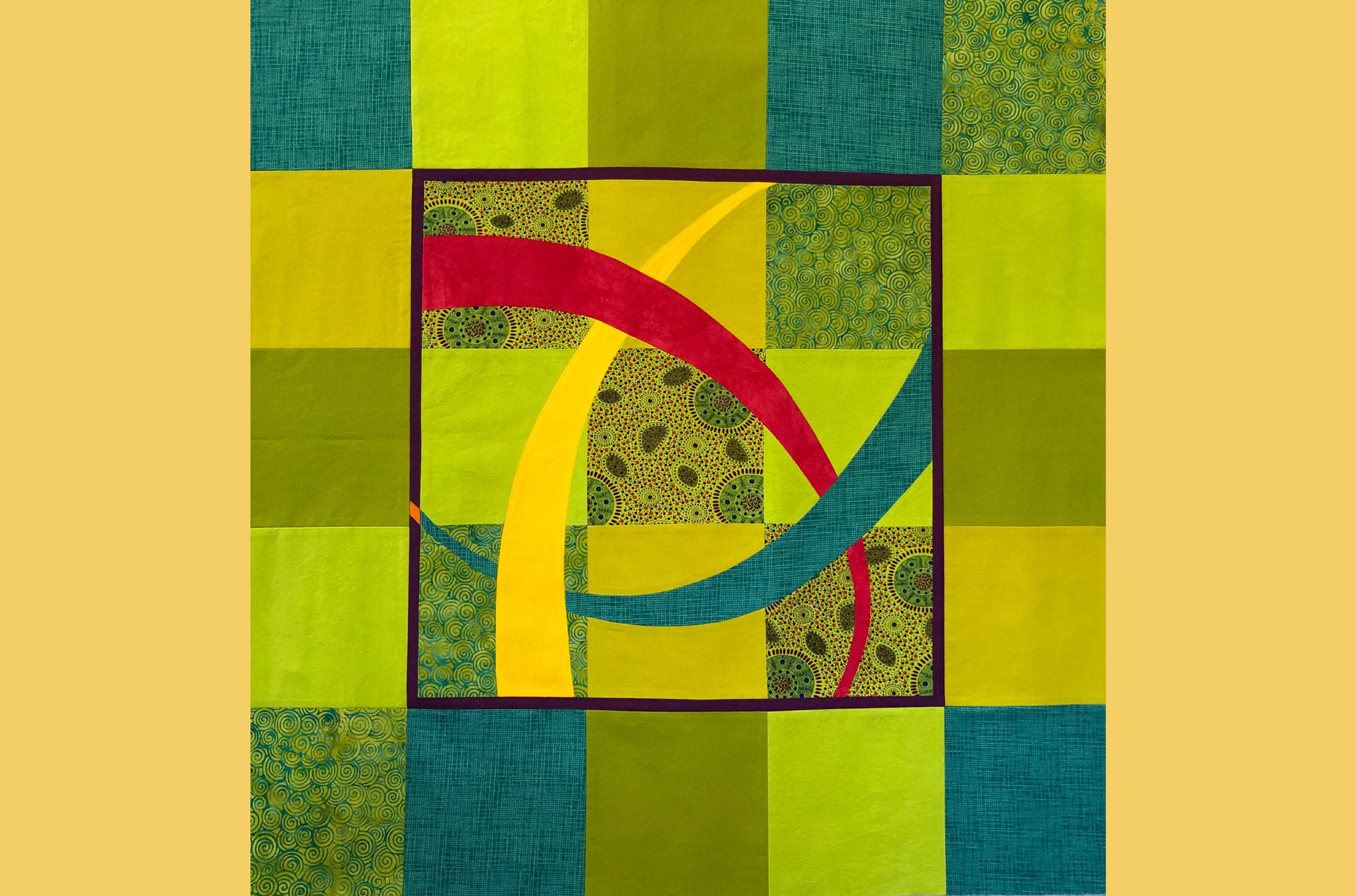 Centrum Quilt, a homework project from the Creativity & Inserted Curves Workshop taught by Patricia Belyea of Okan Arts