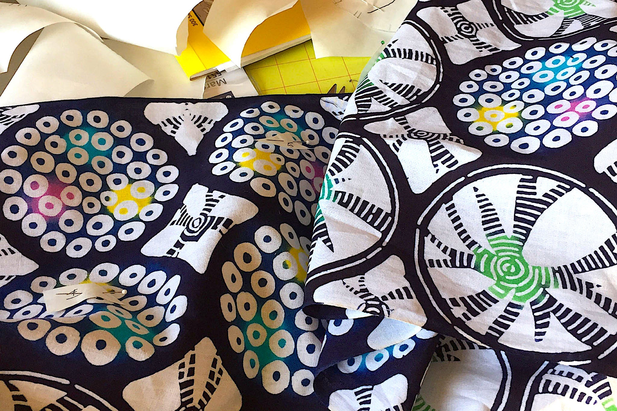 Yukata cotton with a faux shibori pattern used in Boro Quilt by Patricia Belyea of Okan Arts