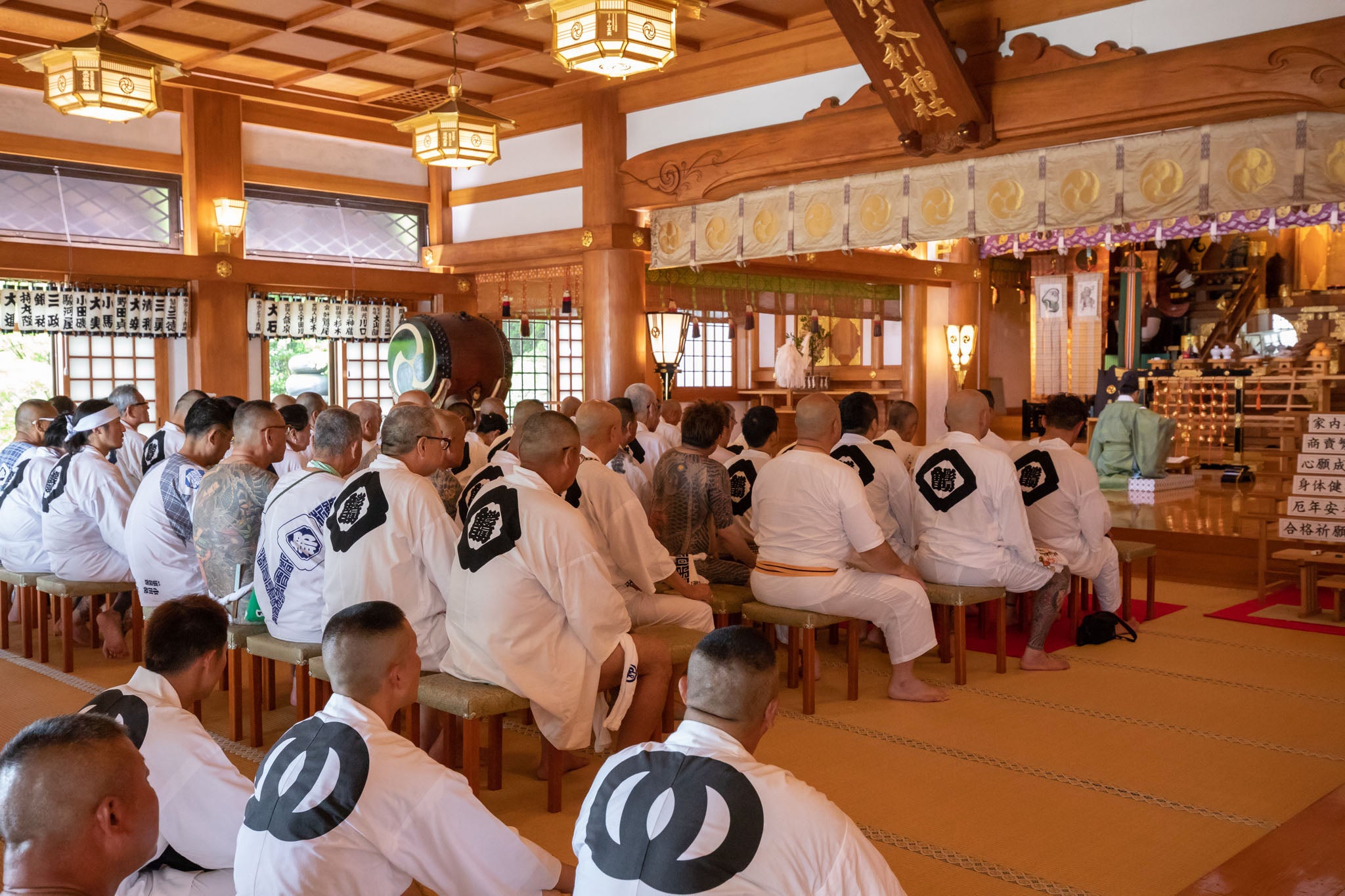 Pilgrims saying prayers at Mt. Oyama Shrine in Japan