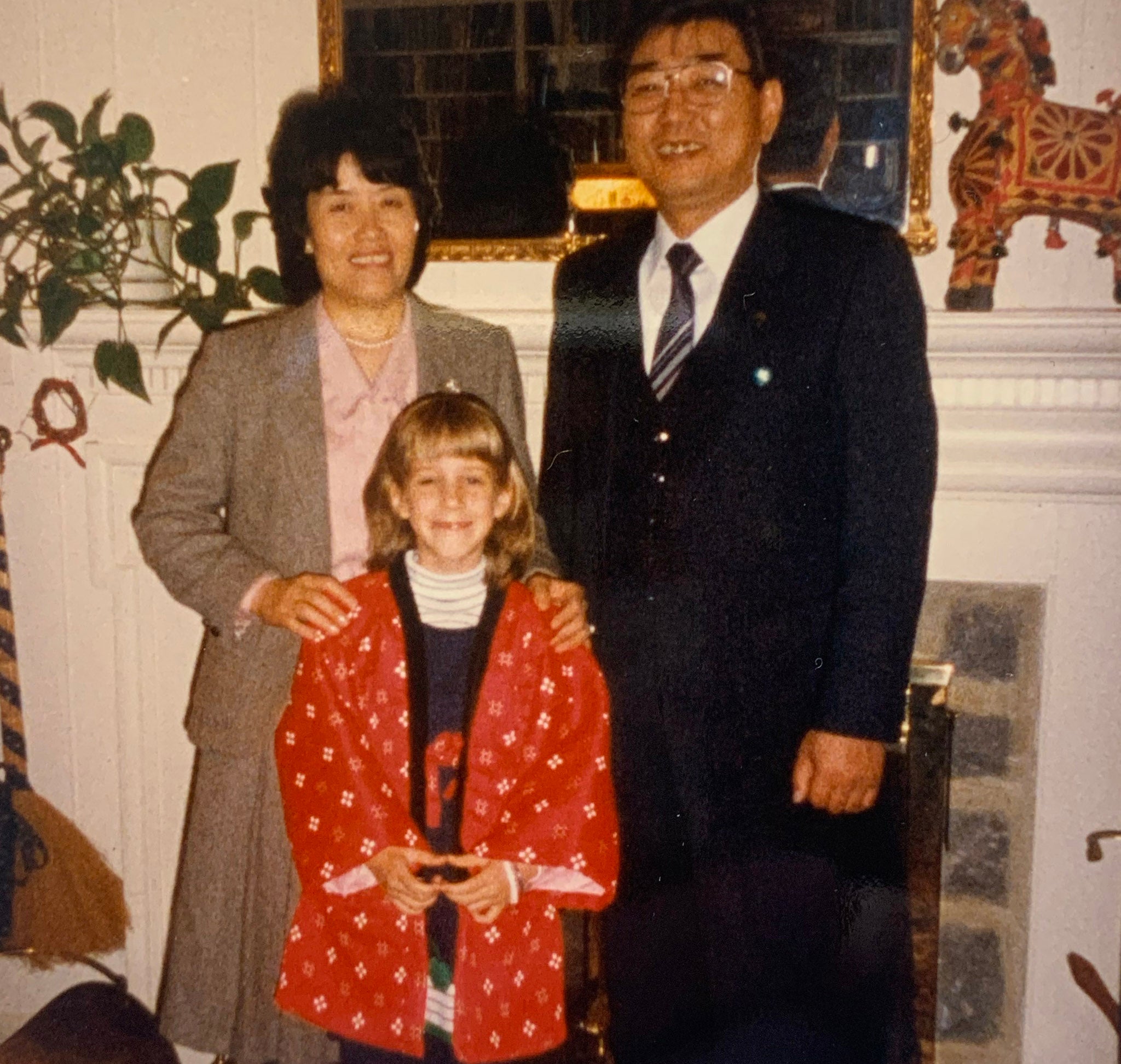 Kate T Williamson in her happi coat with visitors from Japan