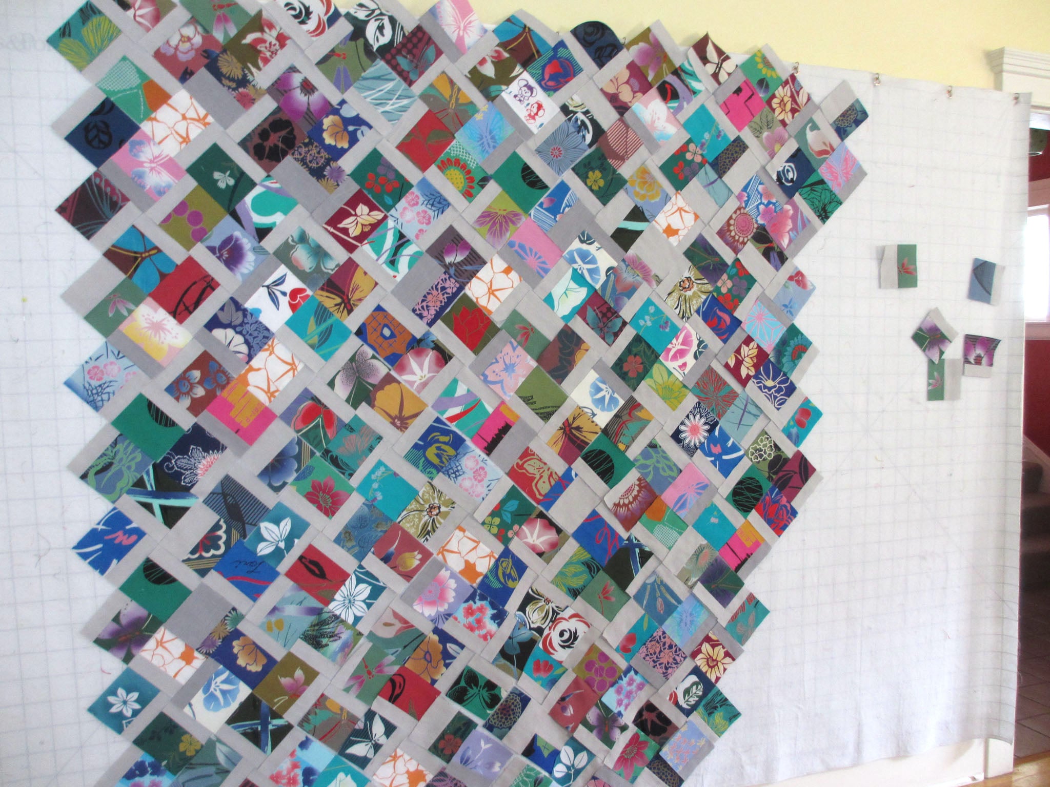 Scrappy Matchi Quilt, in progress, by Patricia Belyea